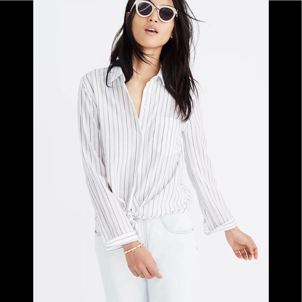 Madewell tie front shirt in Darcy stripe